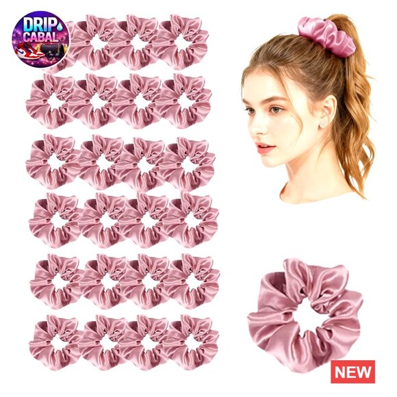 Satin Scrunchies Silky Hair Ties Ponytail Holders 24 Pack Elegant Hair